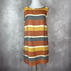Ottod'ame Autumn Colors Retro Striped A Line Sleeveless Dress Women's Size 8